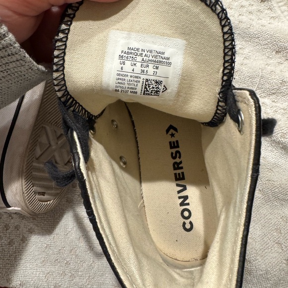 Converse Black High-Top Leather Platform Sneakers - Picture 7 of 8